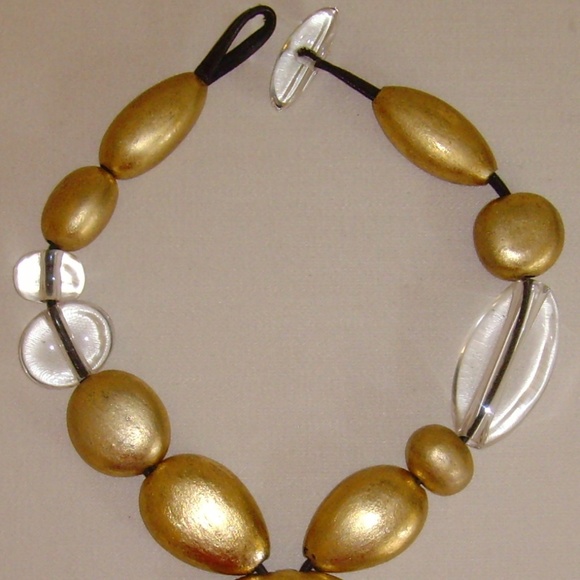 MONIES Clear Lucite and Gold Leaf Necklace - Picture 14 of 14